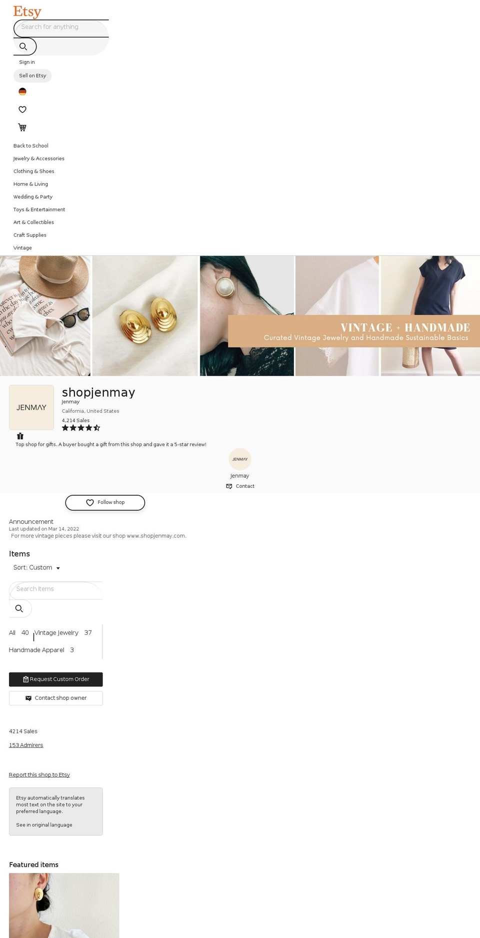 shopjenmay.com — Shopify storefront screenshot