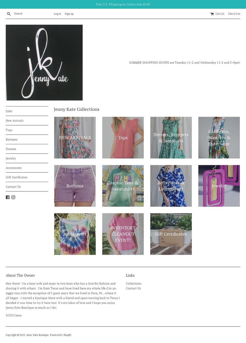 shopjennykate.com — Shopify storefront screenshot