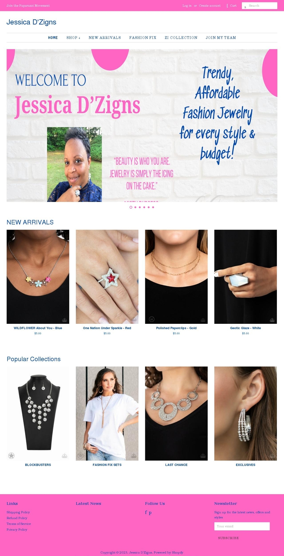 shopjessicadzigns.com shopify website screenshot