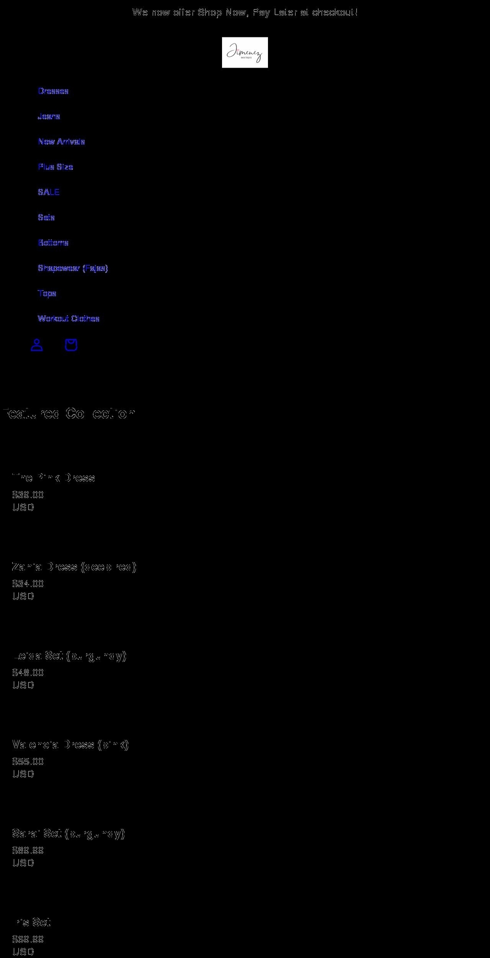 shopjimenezboutique.com shopify website screenshot