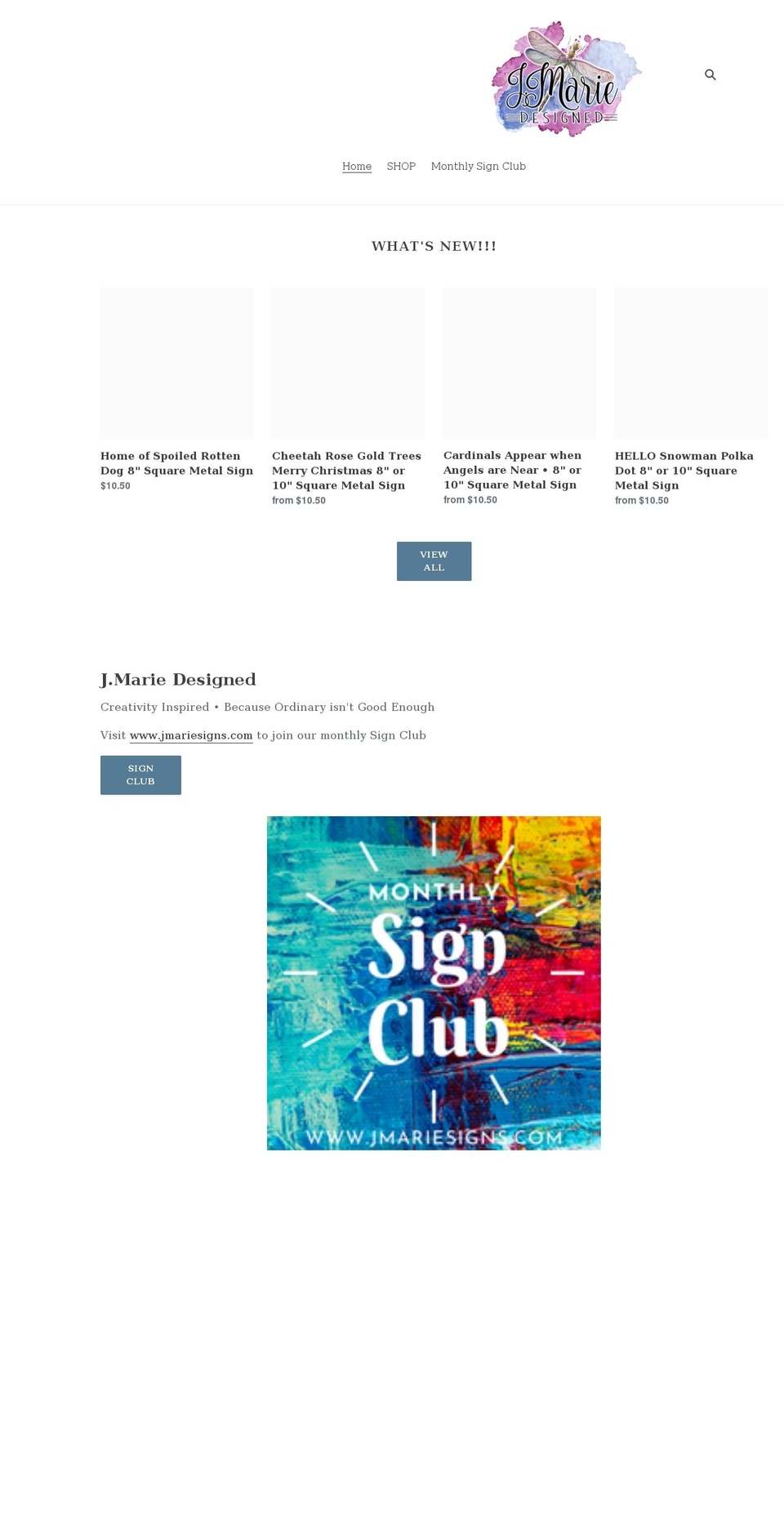shopjmariedesigned.com shopify website screenshot