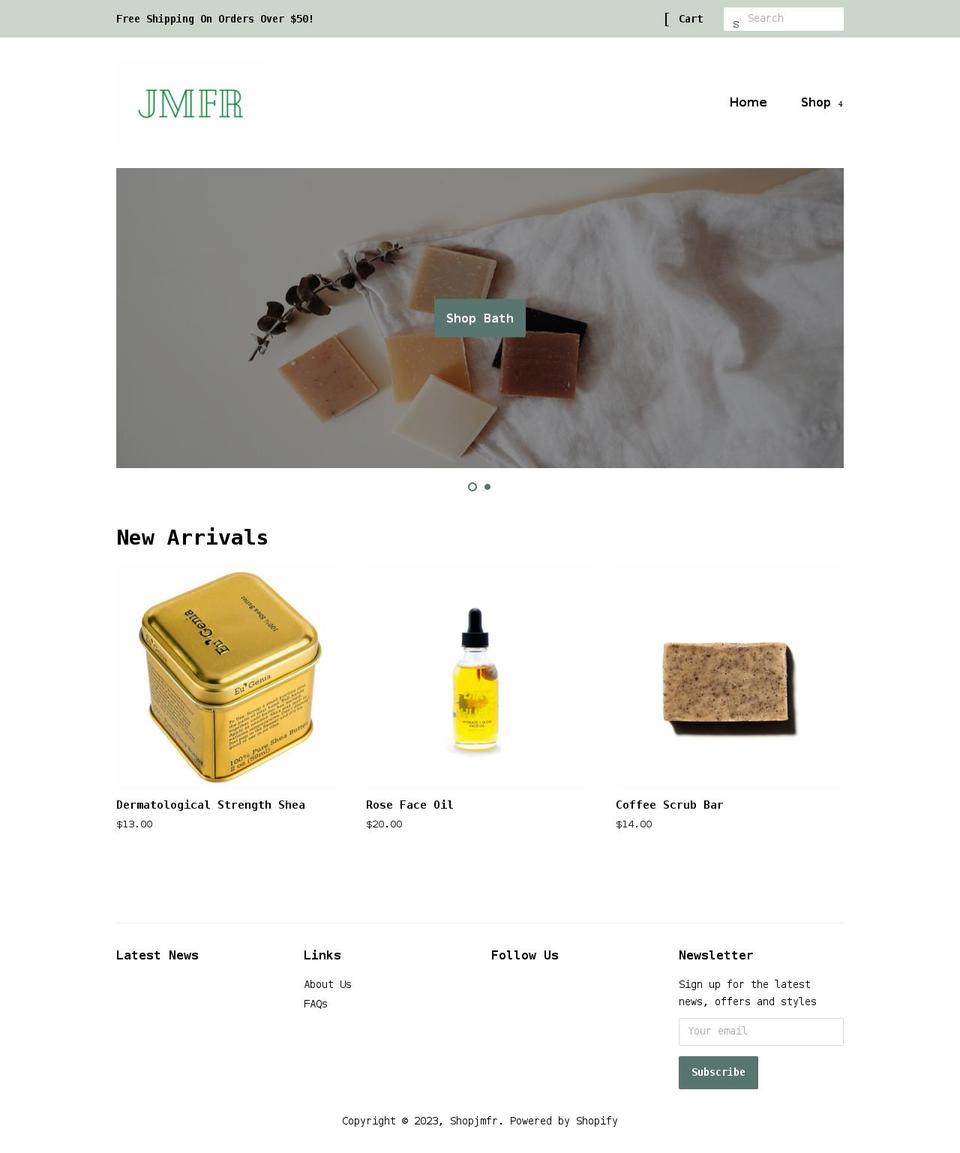 shopjmfr.com shopify website screenshot