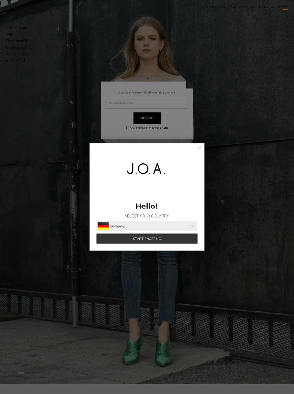 shopjoa.com — Shopify storefront screenshot