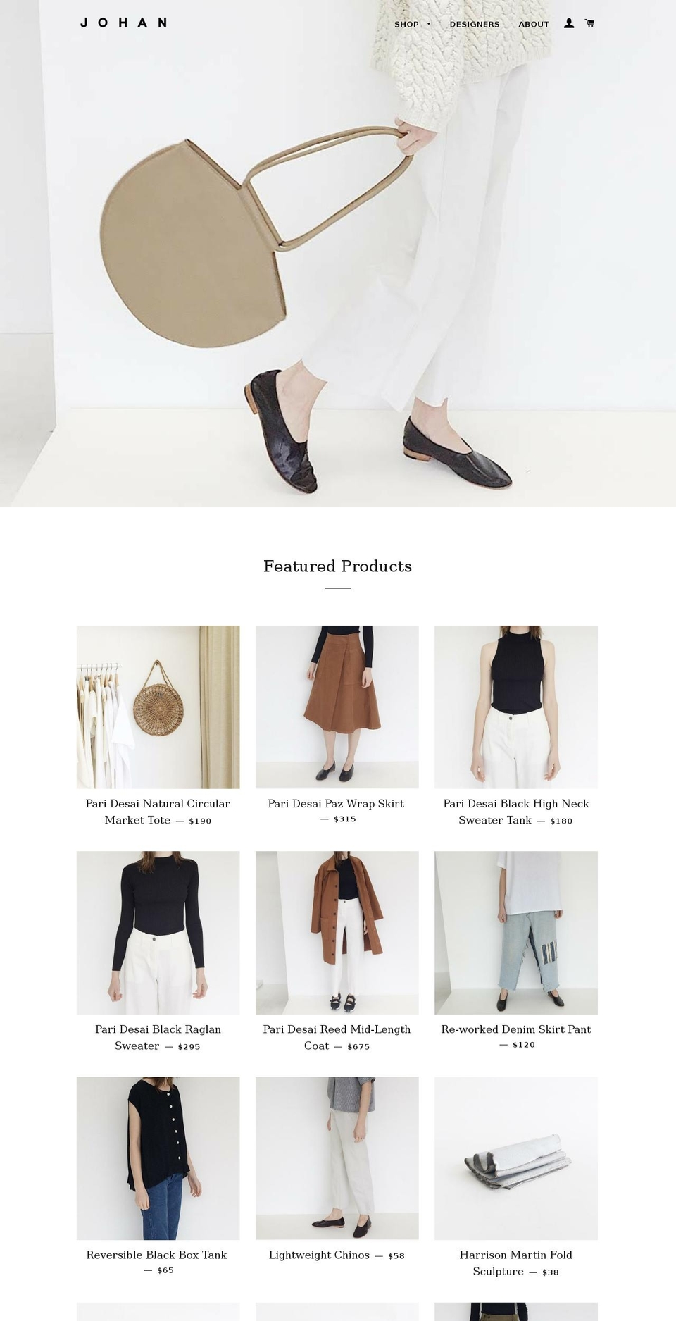 shopjohan.com shopify website screenshot