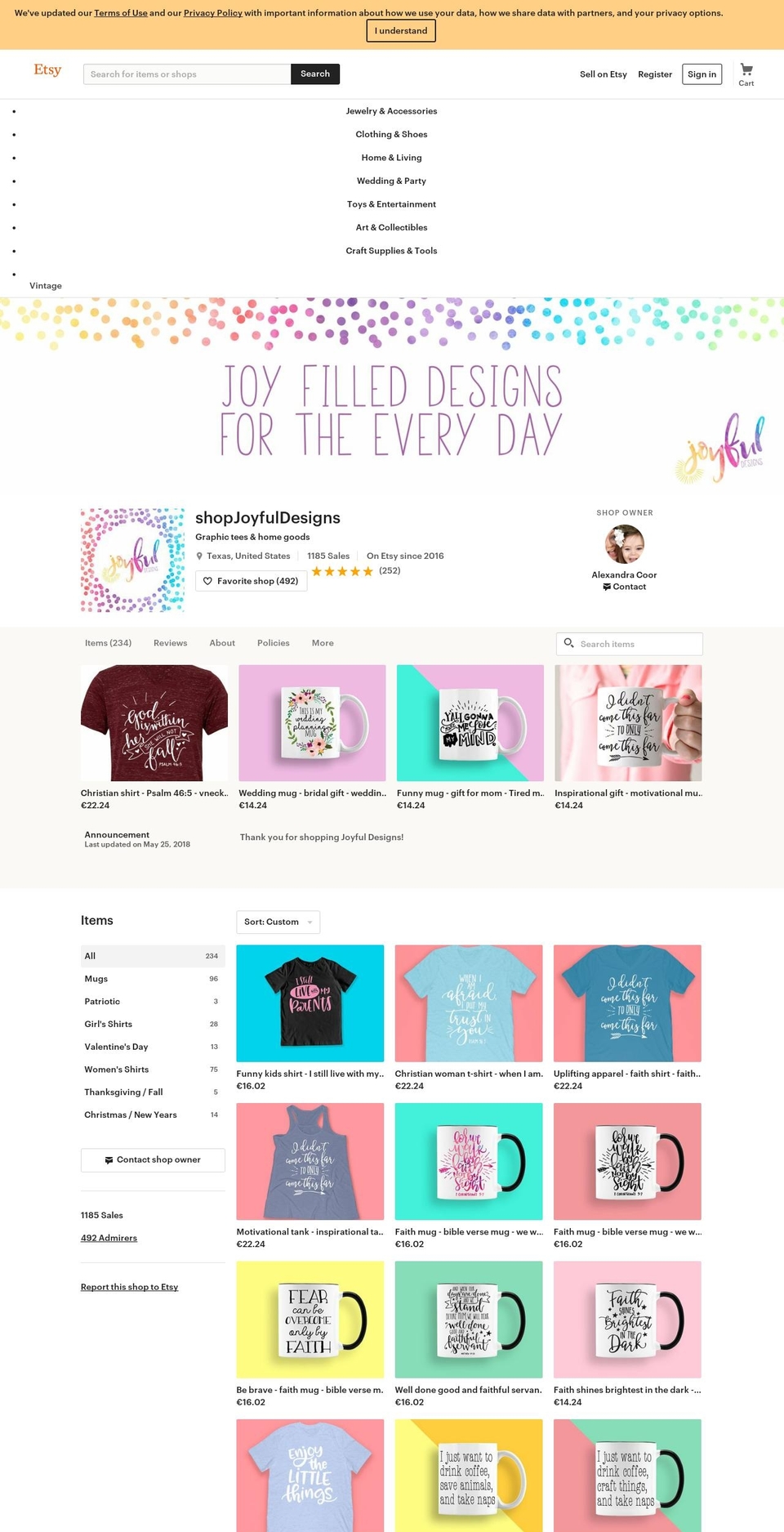 shopjoyfuldesigns.com — Shopify storefront screenshot