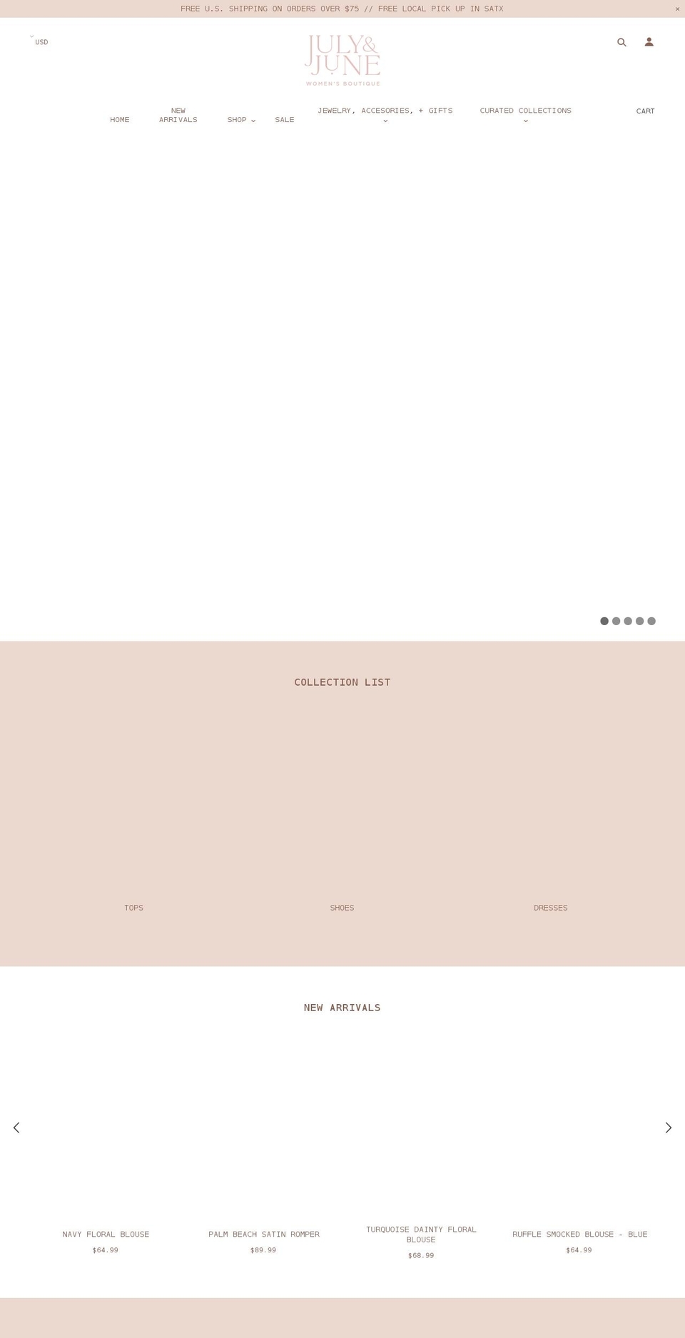 shopjulyandjune.com shopify website screenshot