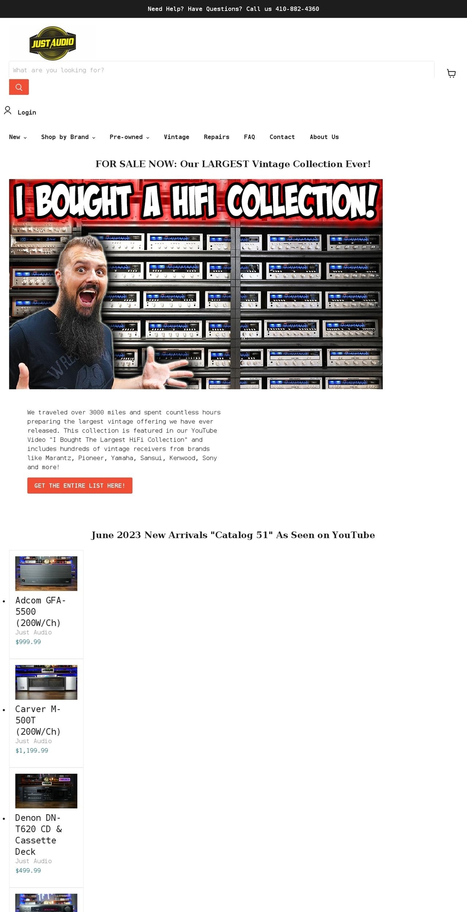 shopjustaudio.com shopify website screenshot