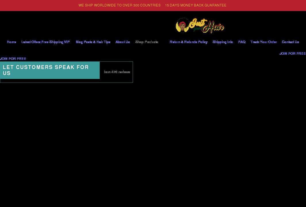 shopjustyourhair.com shopify website screenshot