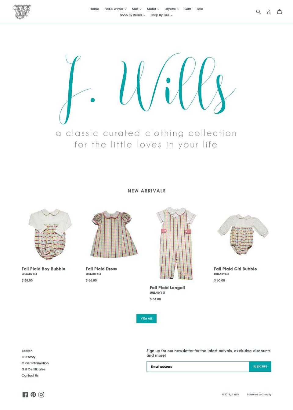 shopjwills.com shopify website screenshot