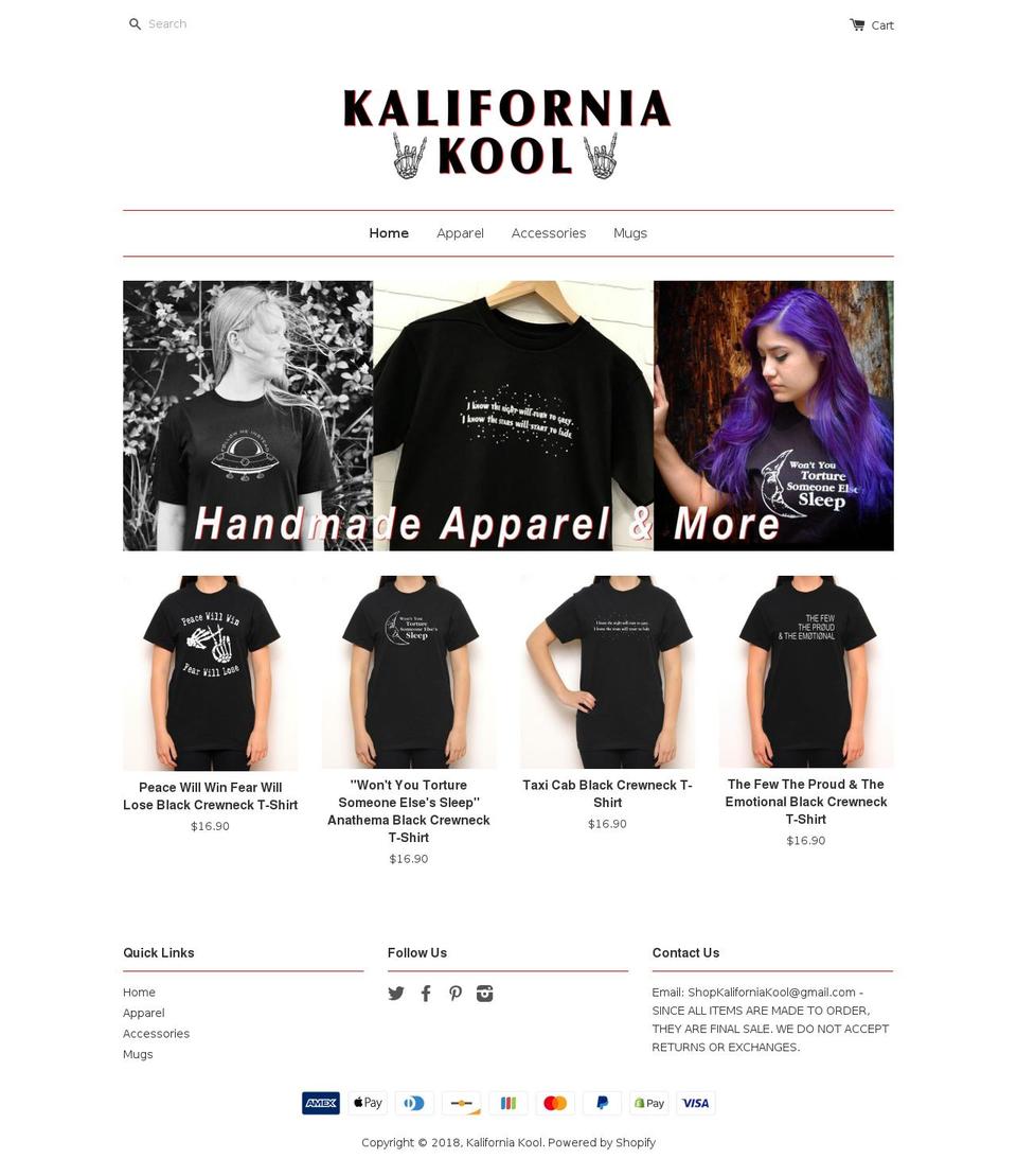 shopkaliforniakool.com — Shopify storefront screenshot