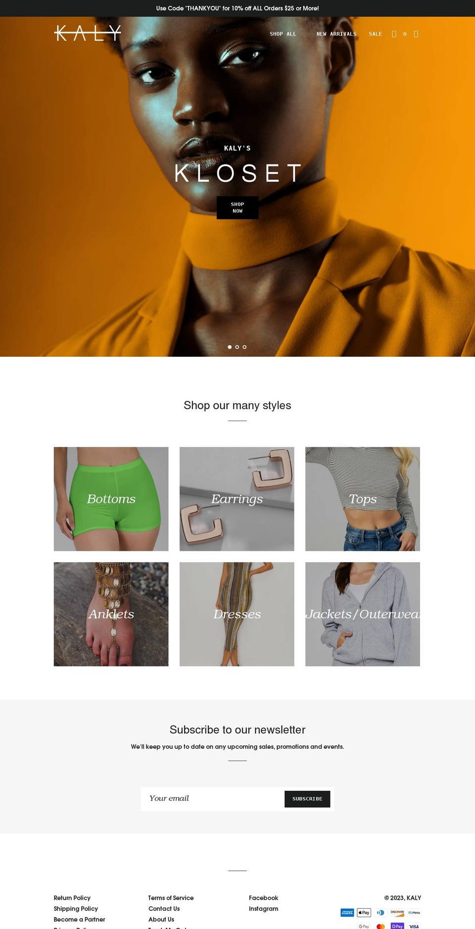 shopkaly.com shopify website screenshot