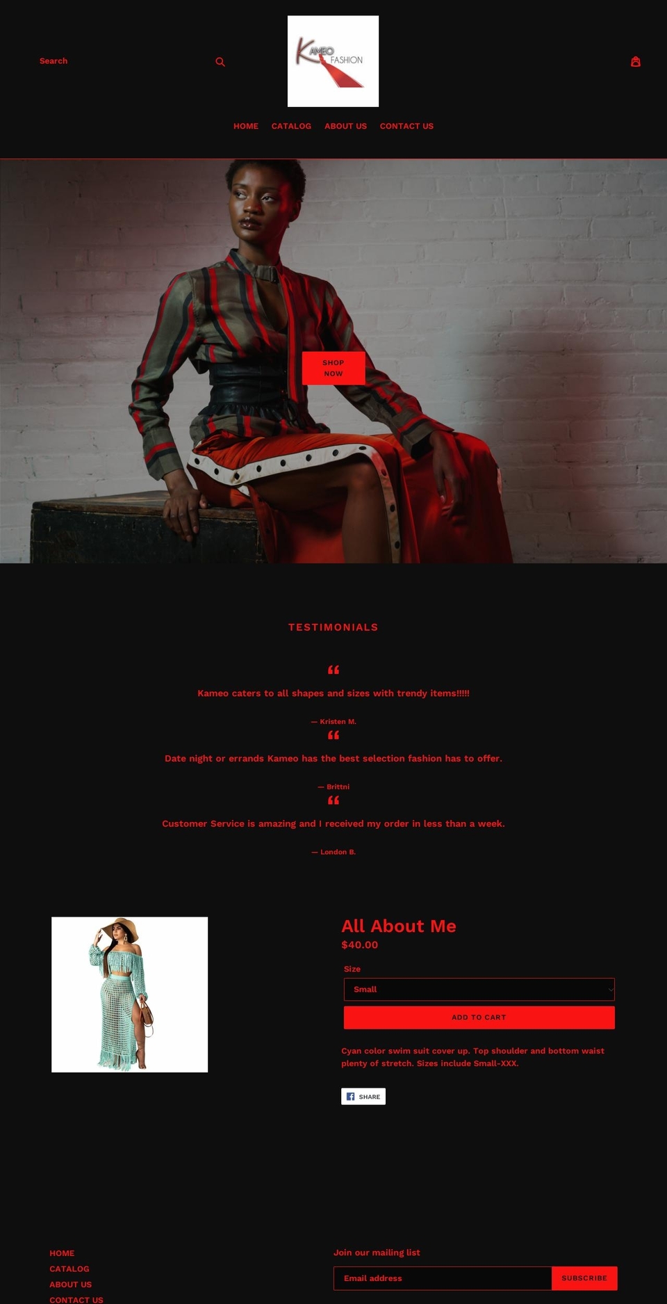 shopkameofashion.com shopify website screenshot