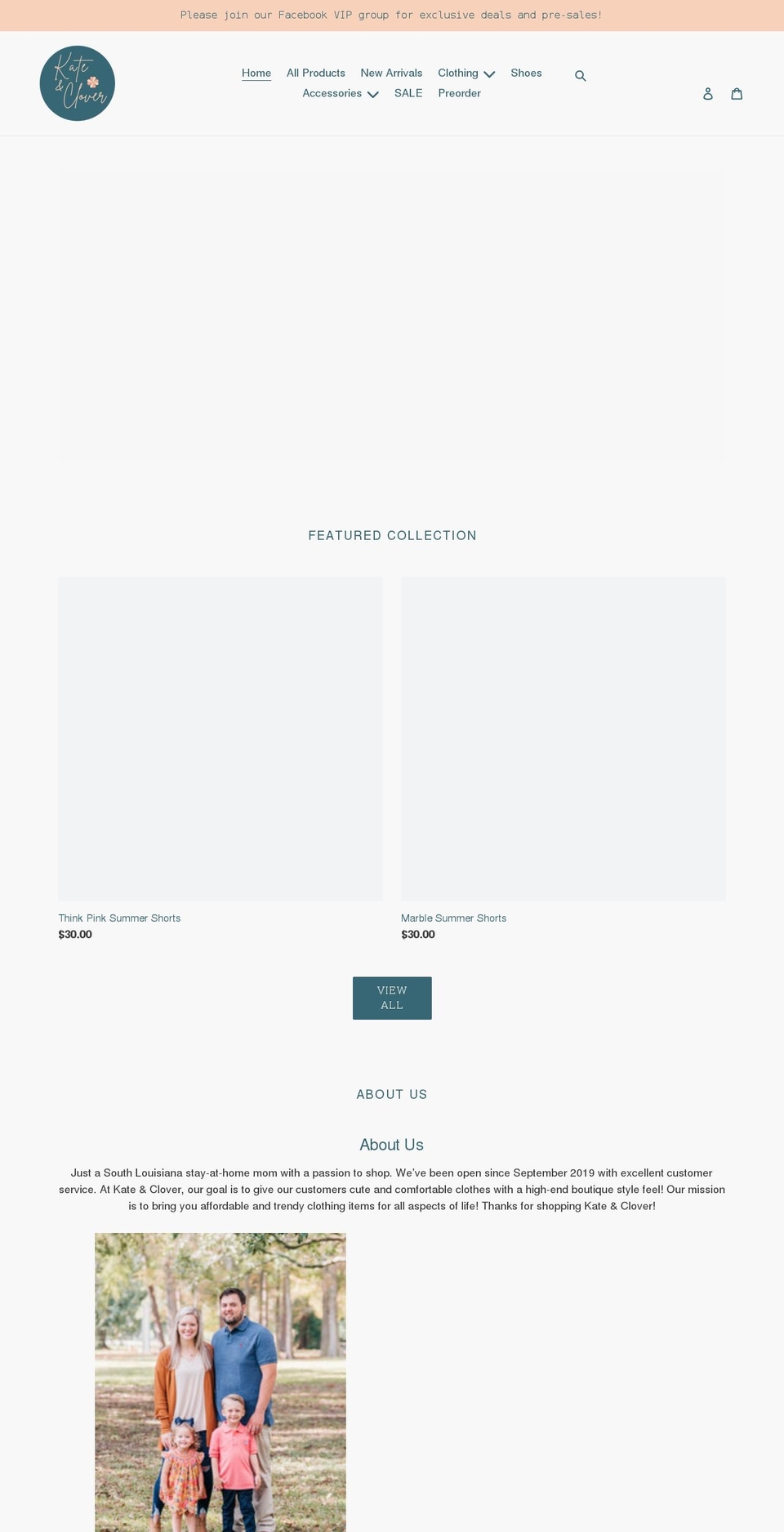 shopkateandclover.com shopify website screenshot