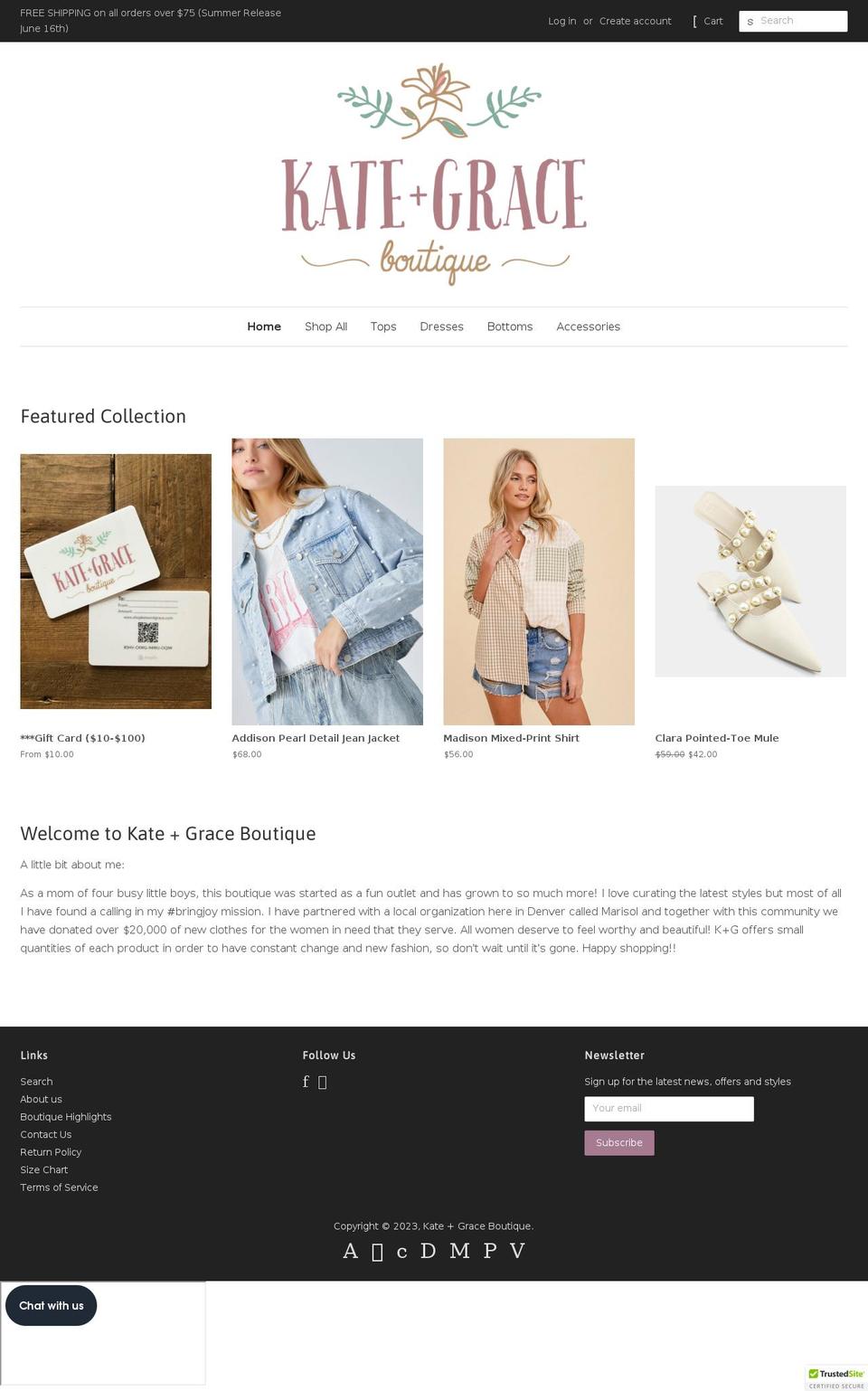 shopkateandgrace.com — Shopify storefront screenshot
