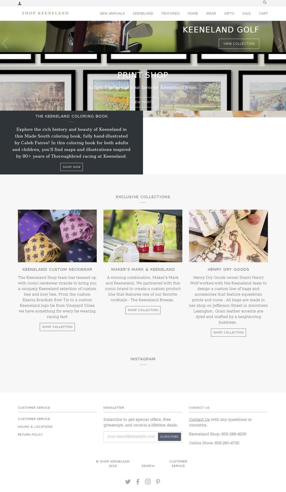 shopkeeneland.com — Shopify storefront screenshot