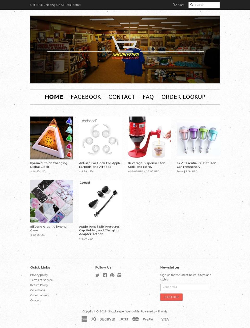 shopkeeperworldwide.com shopify website screenshot