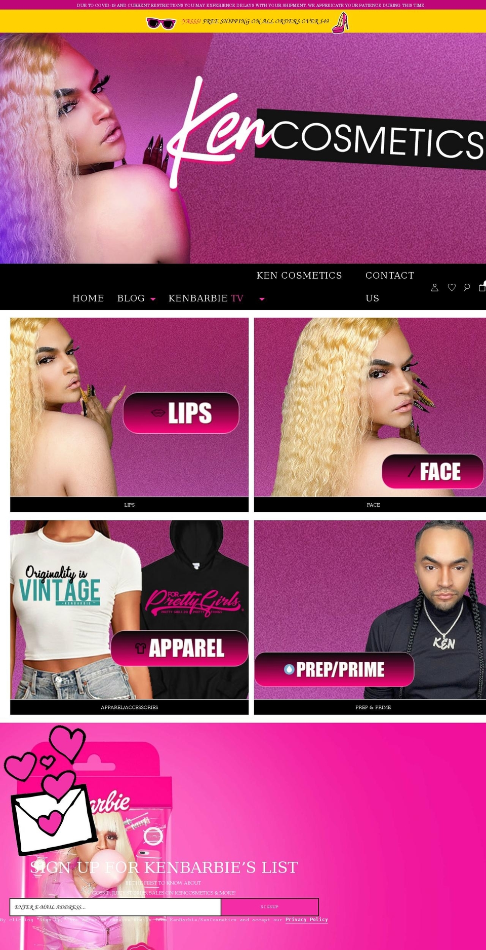 shopkencosmetics.com — Shopify storefront screenshot