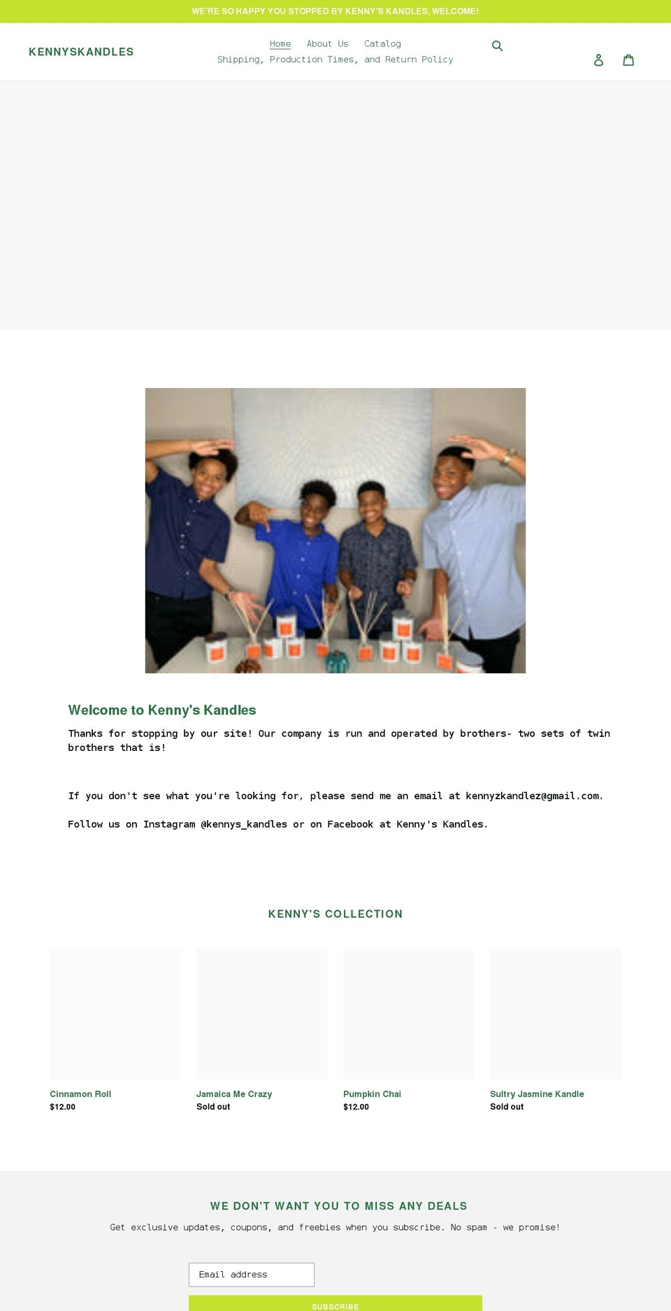 shopkennyskandles.com shopify website screenshot
