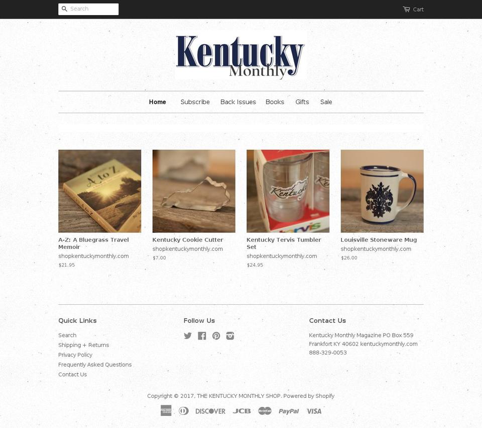 shopkentuckymonthly.com shopify website screenshot