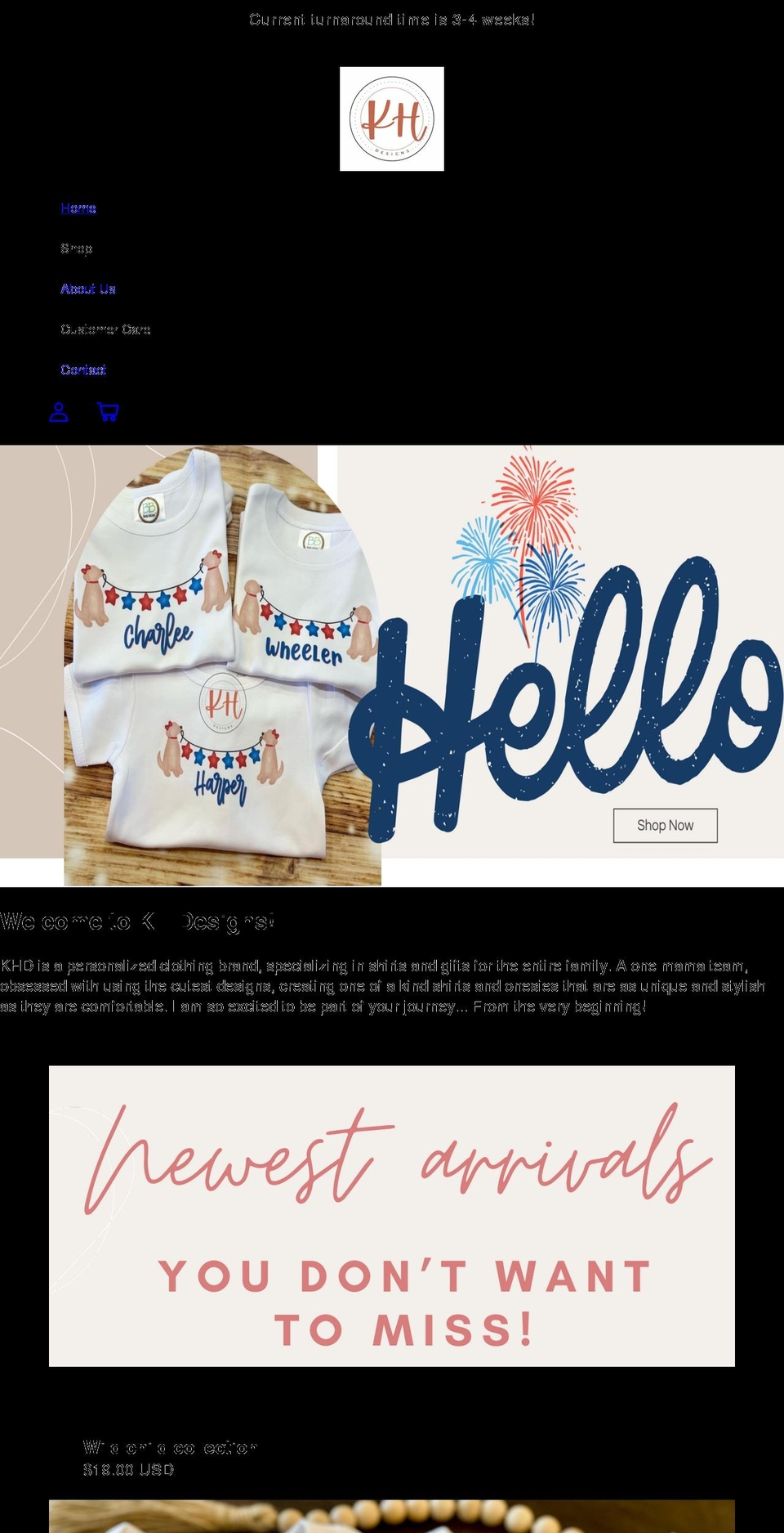 inspire Shopify theme site example shopkhdesigns.com