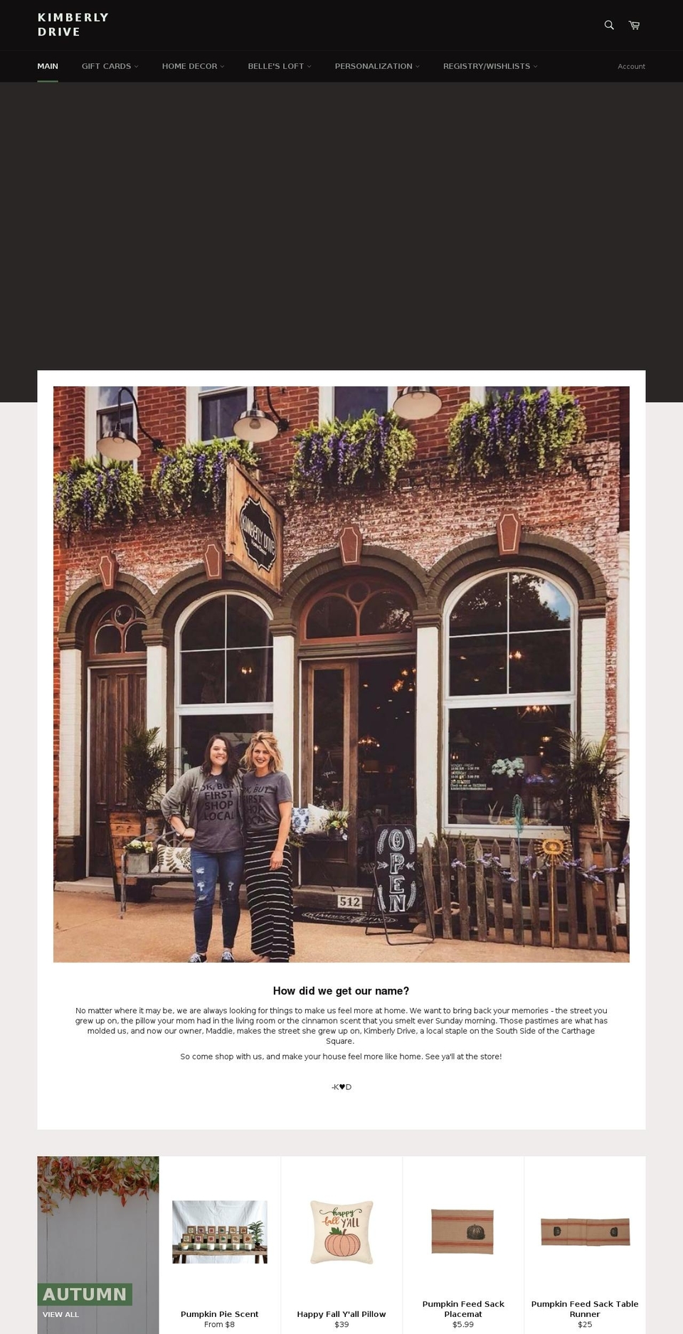 shopkimberlydrive.com shopify website screenshot