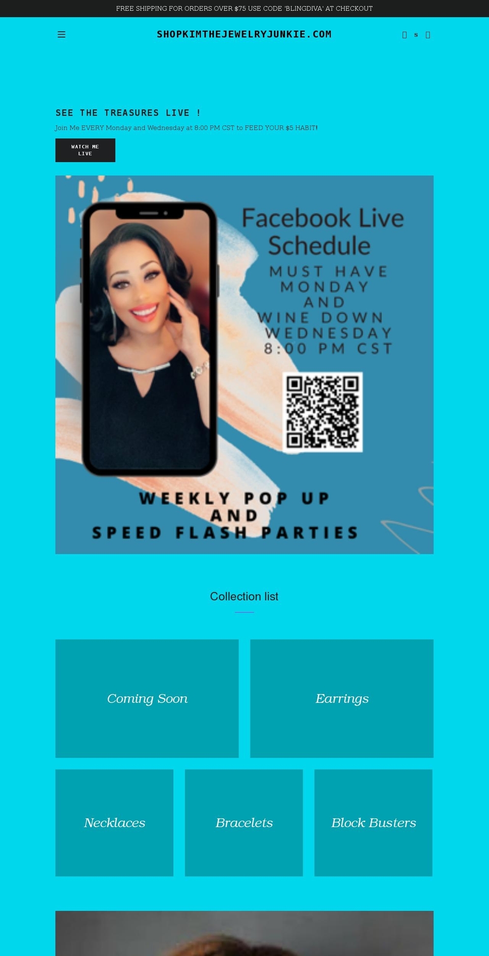 shopkimthejewelryjunkie.com shopify website screenshot