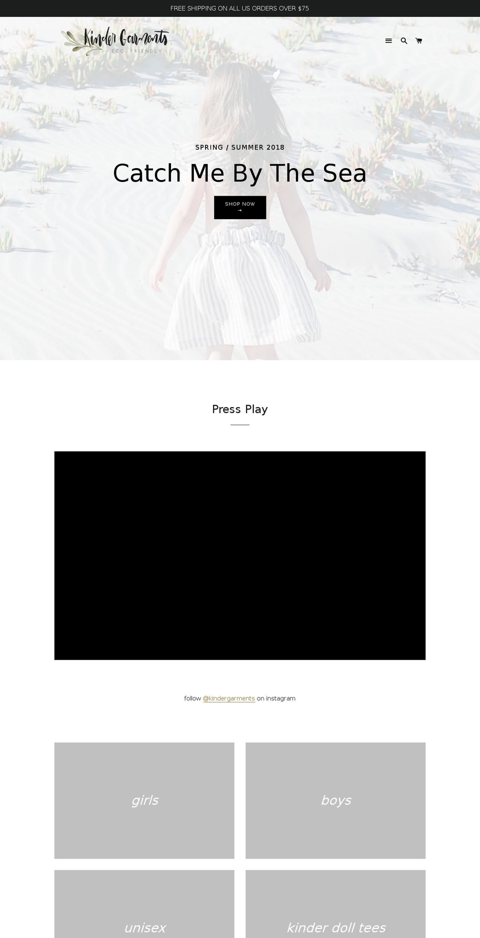 shopkindergarments.com shopify website screenshot