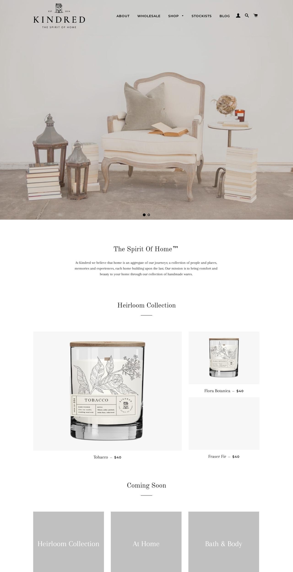 shopkindredhome.com — Shopify storefront screenshot