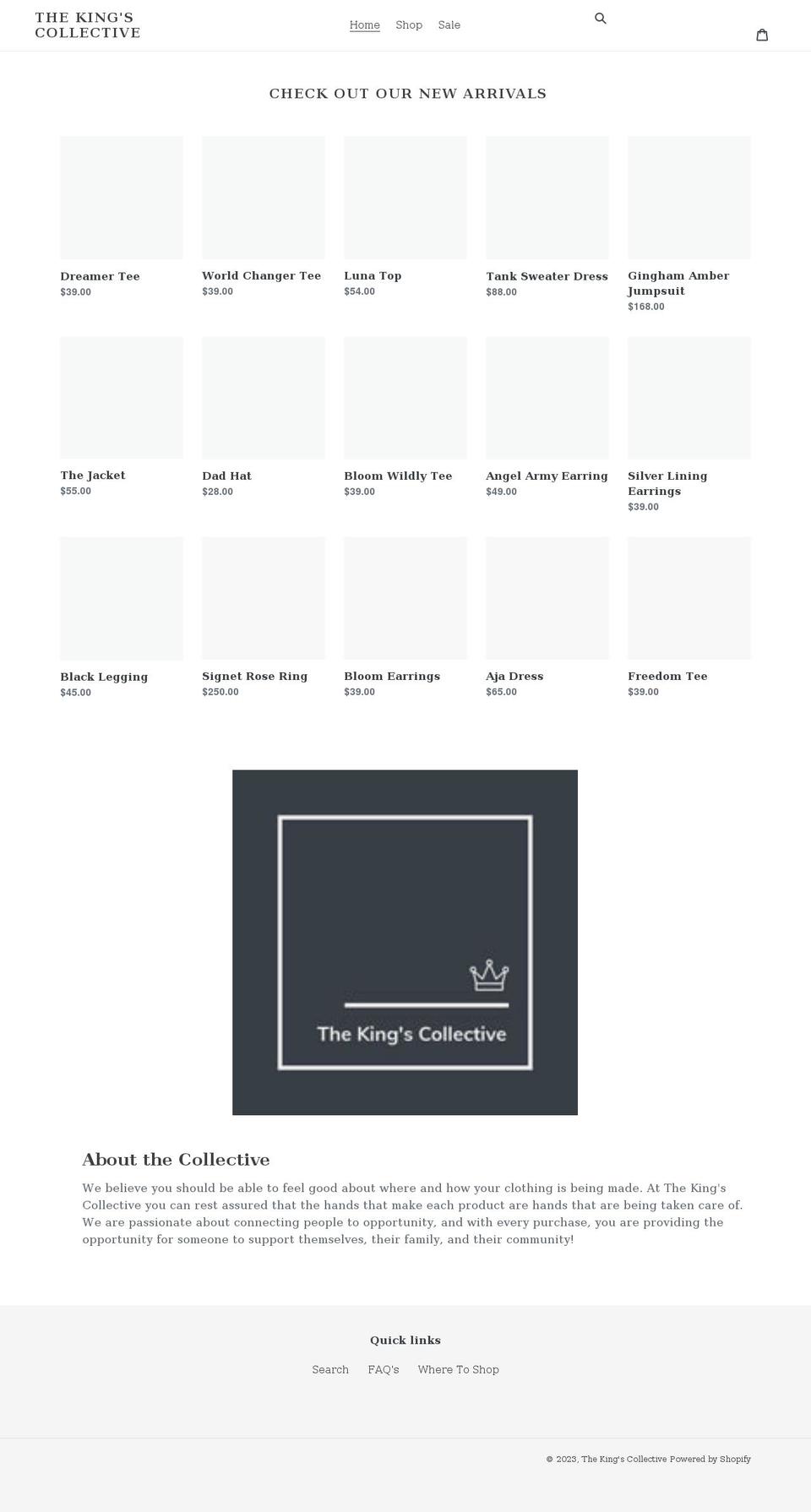 shopkingscollective.com shopify website screenshot