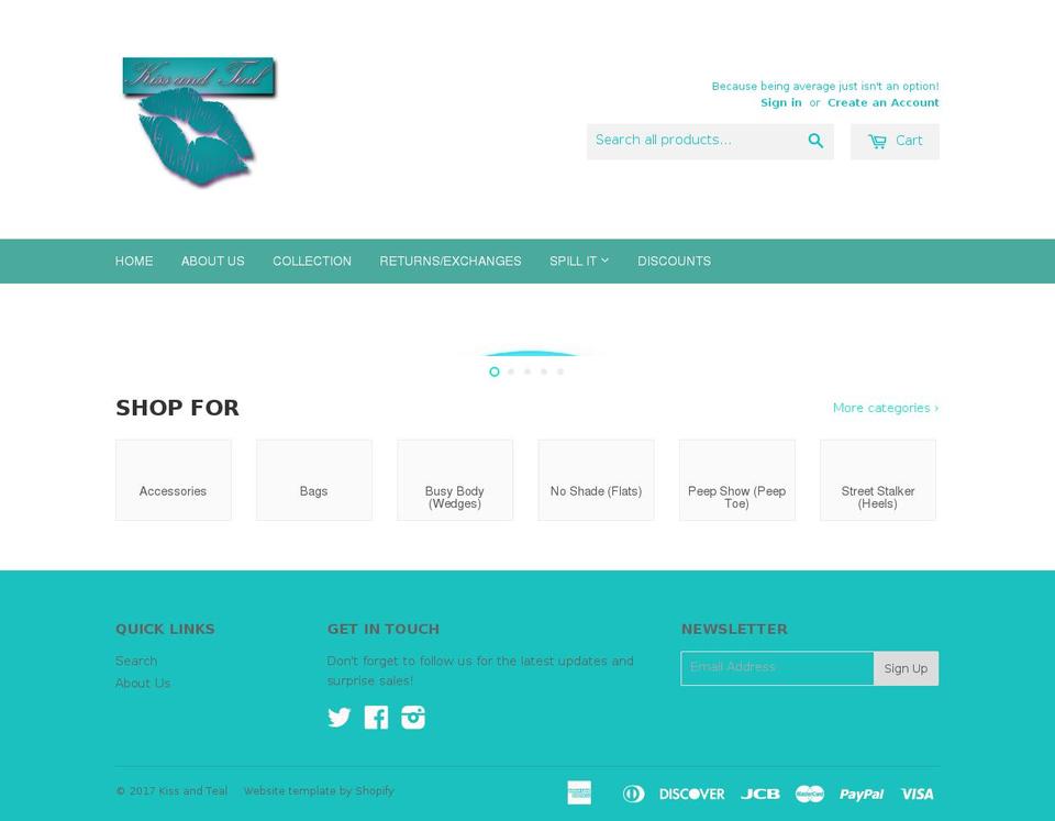 shopkissandteal.com shopify website screenshot