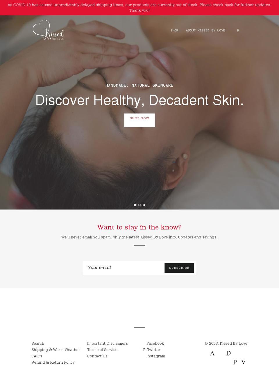 shopkissedbylove.com shopify website screenshot