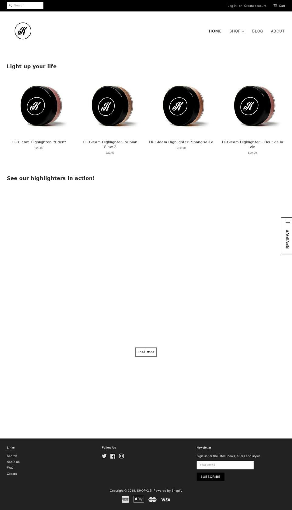 shopklb.com — Shopify storefront screenshot