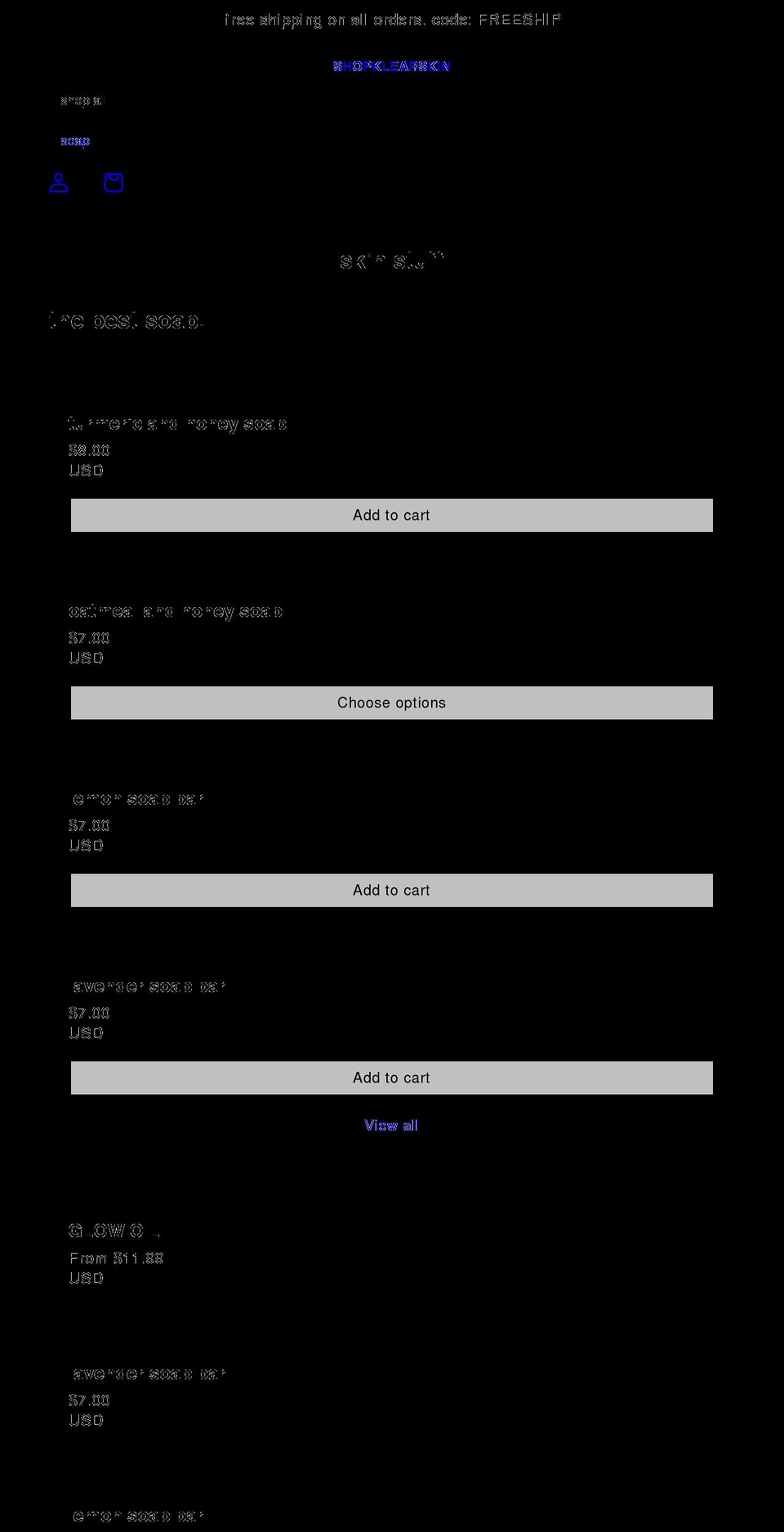 shopklearskin.com shopify website screenshot