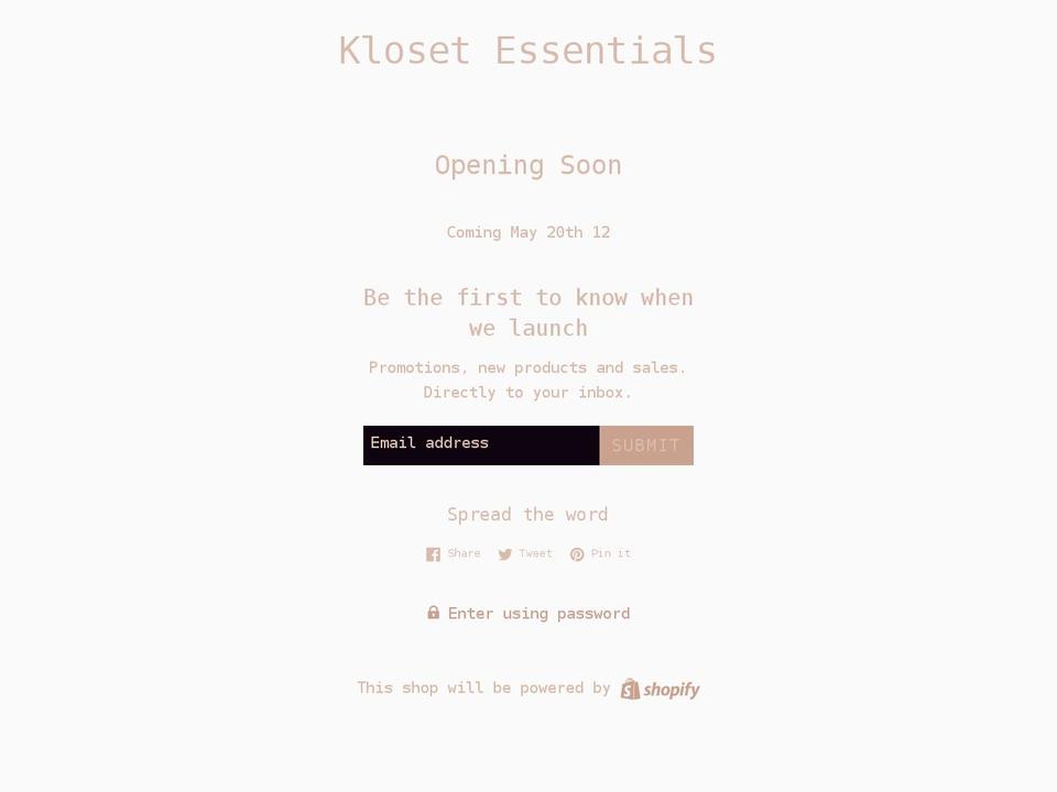 shopklosetessentials.com shopify website screenshot