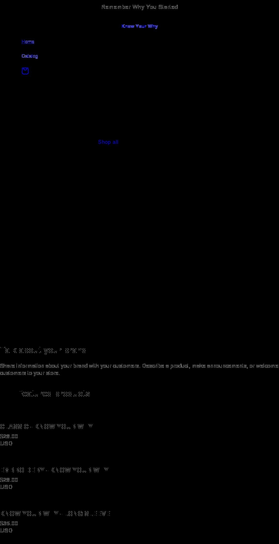 shopknowyourwhy.com shopify website screenshot