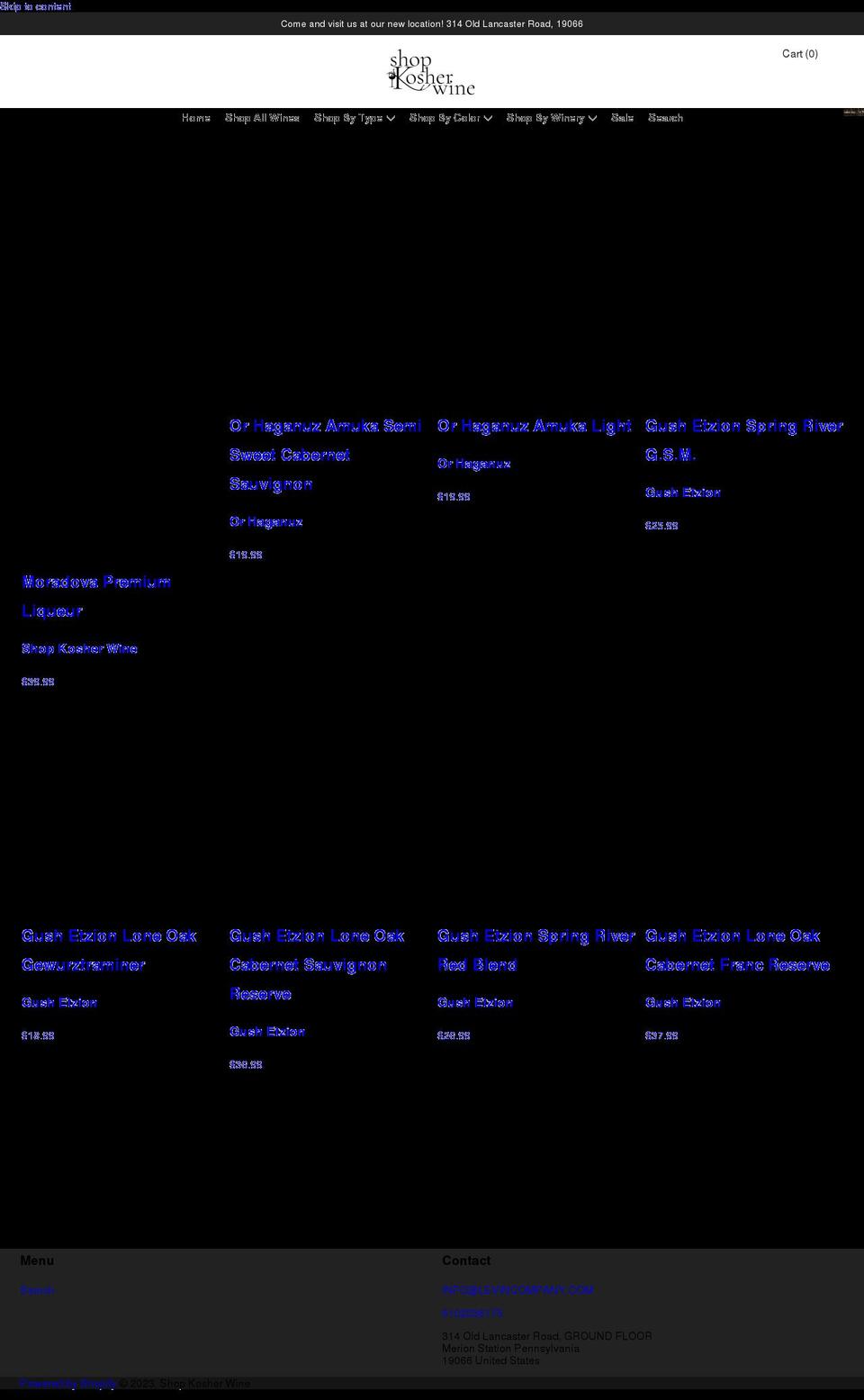 shopkosherwine.com shopify website screenshot