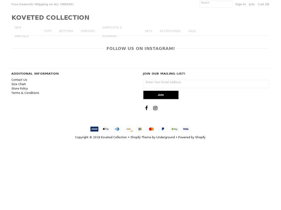 shopkoveted.com shopify website screenshot