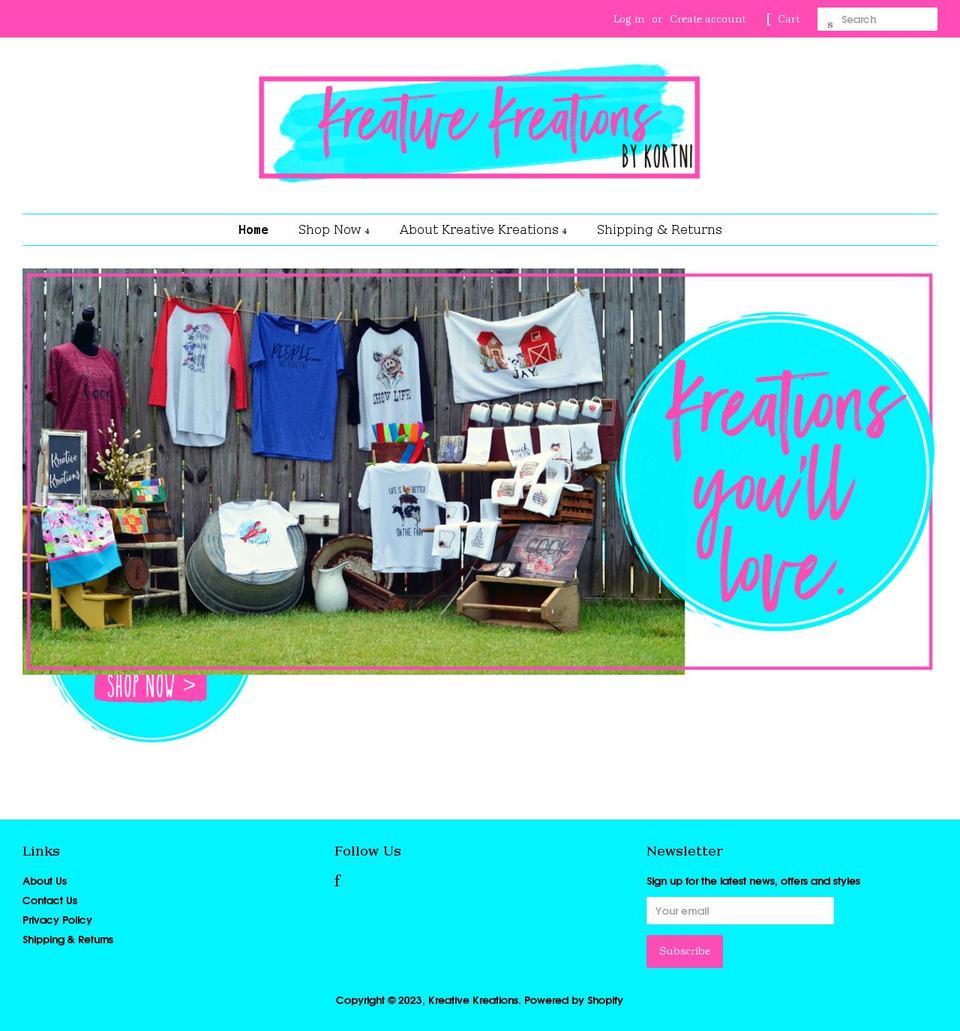 shopkreativekreations.com shopify website screenshot