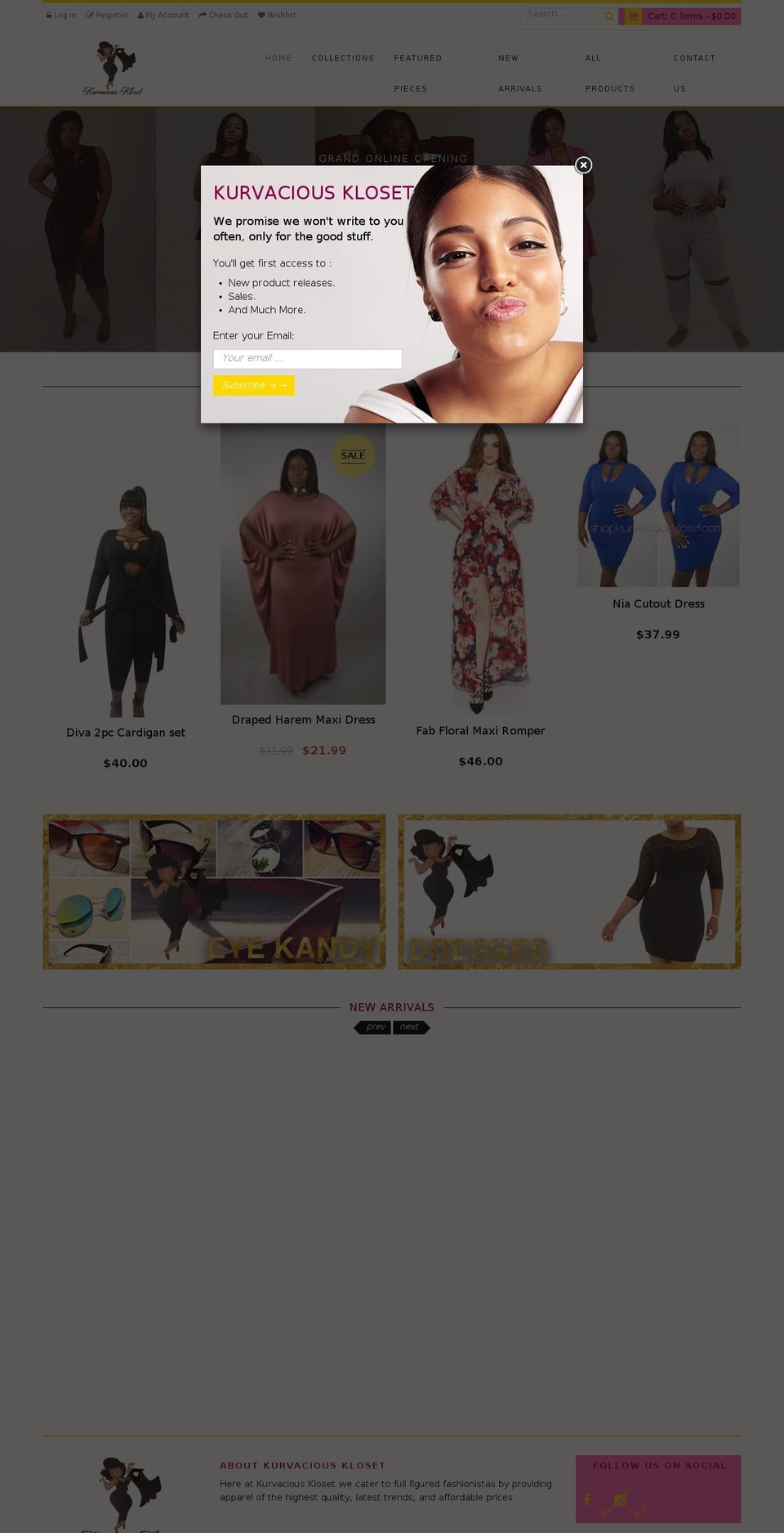 shopkurvaciouskloset.com shopify website screenshot