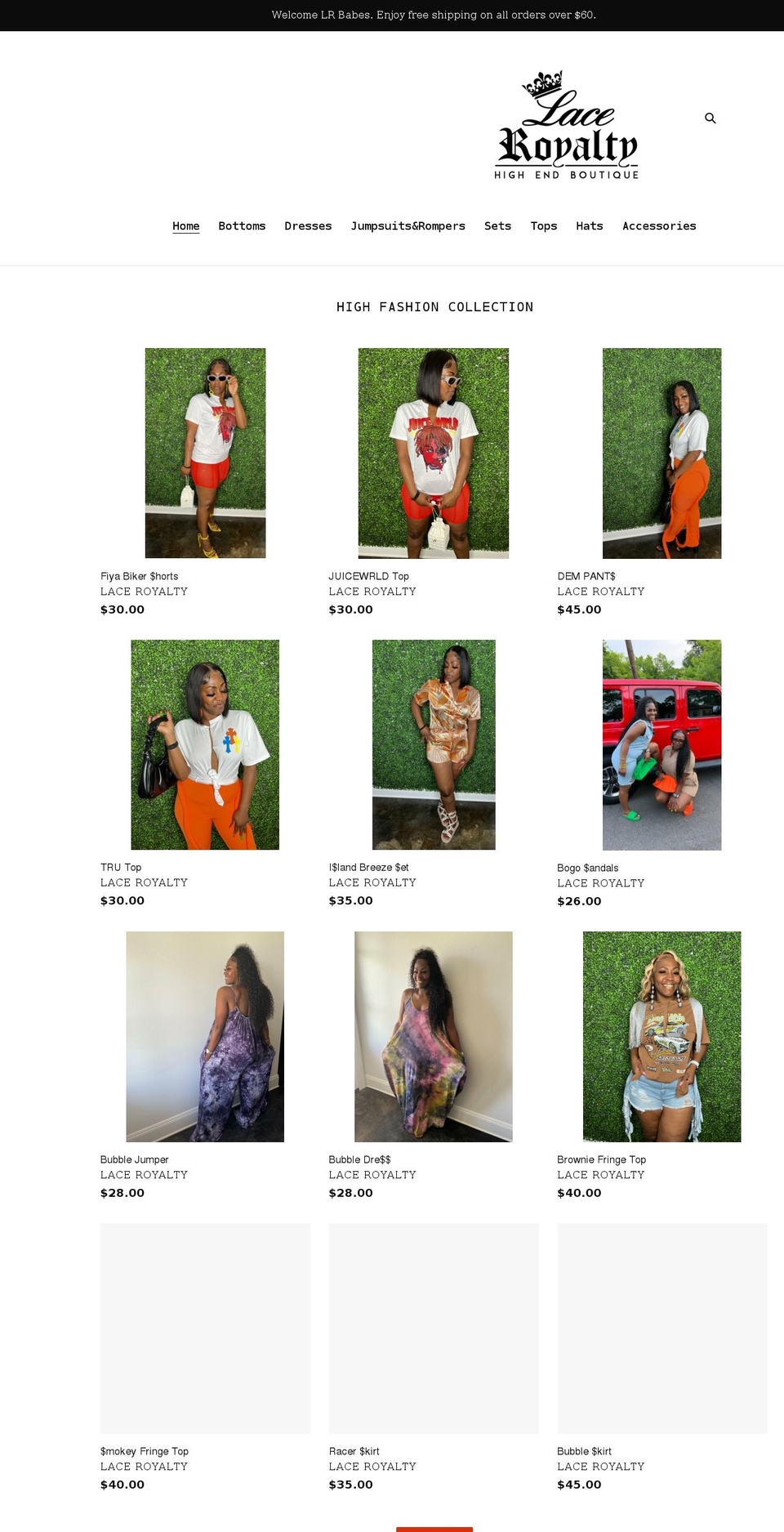 shoplaceroyalty.com shopify website screenshot