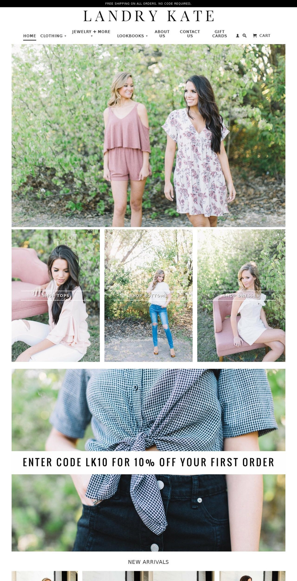 shoplandrykate.com — Shopify storefront screenshot