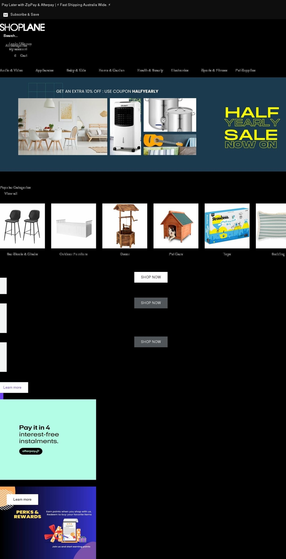 shoplane.com.au shopify website screenshot