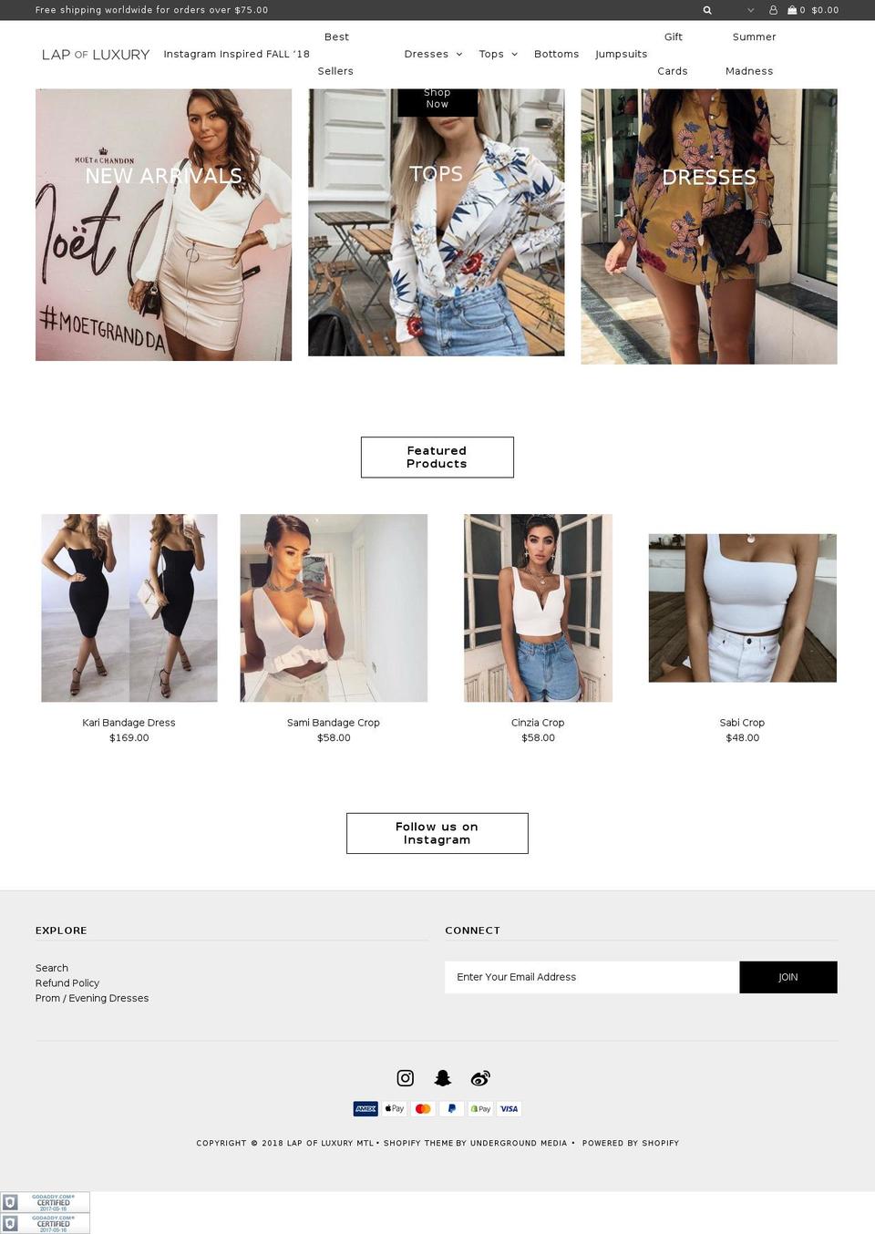 shoplapofluxury.com shopify website screenshot