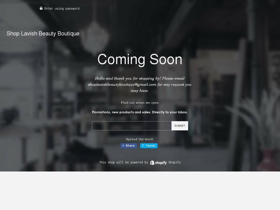 shoplavishbeautyboutique.com shopify website screenshot