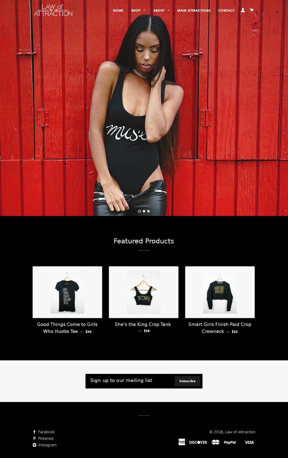 shoplawofattraction.com — Shopify storefront screenshot