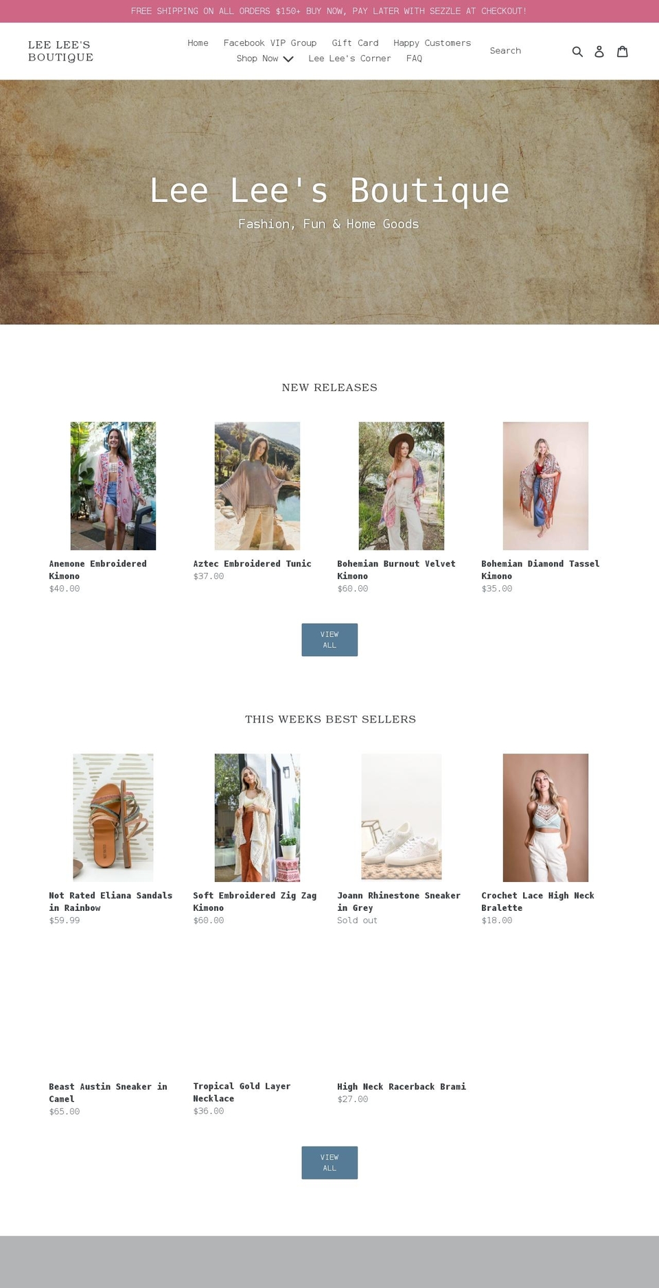 shopleelees.com shopify website screenshot