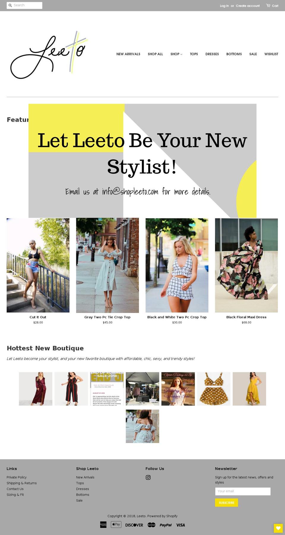 shopleeto.com — Shopify storefront screenshot