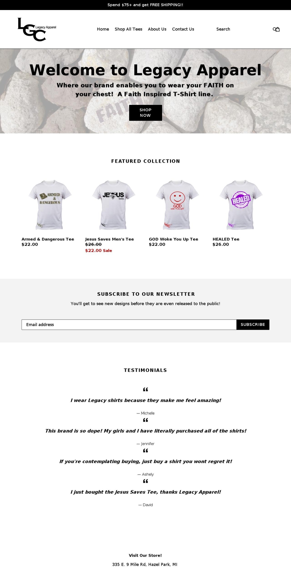 shoplegacyapparel.com shopify website screenshot