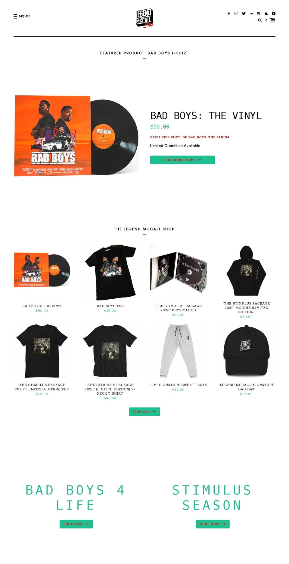 Legend Shopify theme site example shoplegendmccall.store