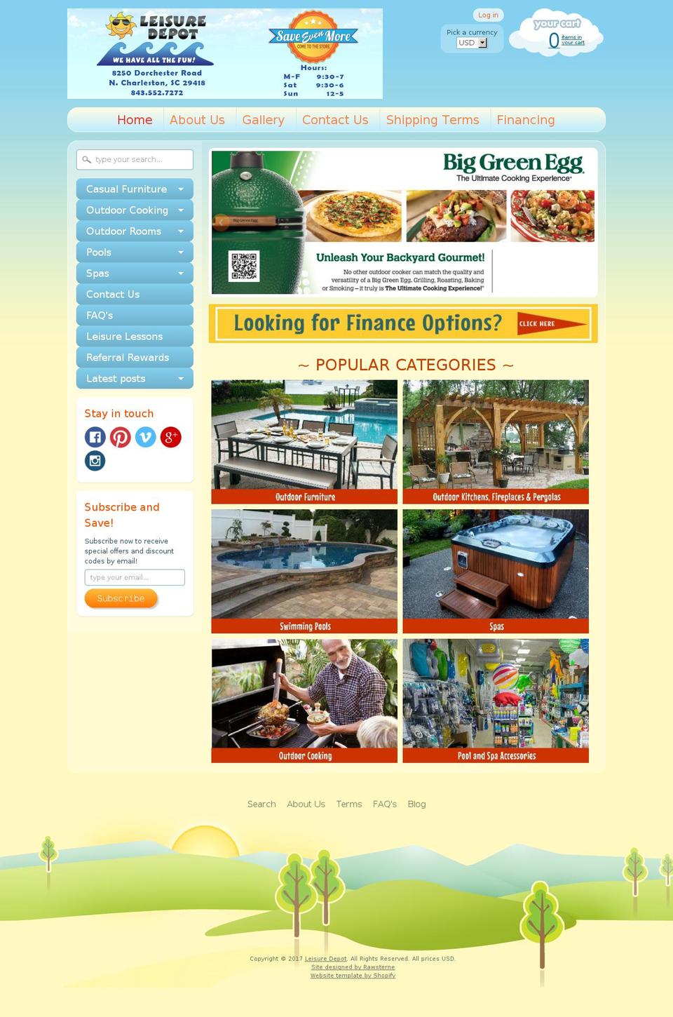 shopleisuredepot.com shopify website screenshot